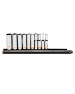 KDT80305H image(0) - GEARWRENCH 10 Piece 1/4" Drive 6 Point SAE Hi-Viz Deep Socket Set