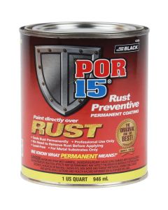 POR-15 INC 45404 High Performance Rust Preventive Permanent Coating, 1 qt, Semi-Gloss Black, 96 sq-ft Coverage