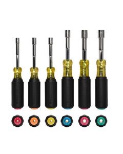 KLE65456MAGM image(0) - Klein Tools Metric Magnetic Color-Coded Hollow-Shaft Heavy-Duty Nut Driver Set, 6-Piece