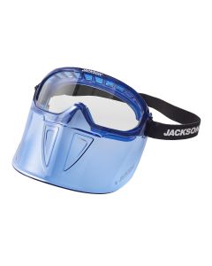 SRW21000 image(1) - Jackson Safety Safety Goggle - GPL500 Premium Series - Clear Lens - Anti-Fog - with Flip-Up Detachable Face Shield - Blue Body