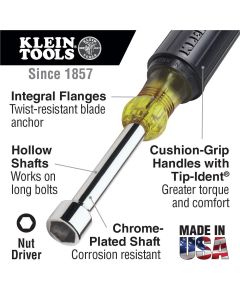 KLE65160 image(3) - Klein Tools Nut Driver Set, Metric Nut Drivers, 3-Inch Shafts, 7-Piece