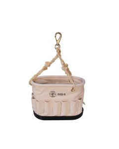 KLE5152S image(0) - Klein Tools Canvas Bucket, 41-Pocket Oval Bucket with Swivel Snap