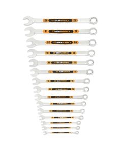 KDT81902H image(0) - GEARWRENCH 15 Piece 12 Point Metric Hi-Viz Long Pattern Combination Wrench Set