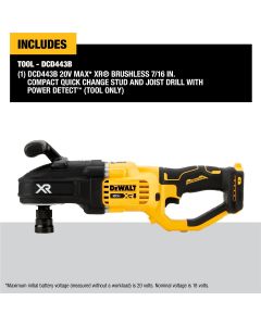 DEWALT 20V MAX* XR Brushless Cordless 7/16 in. Compact Quick Change Stud and Joist Drill with POWER DETECT Technology (Tool Only)