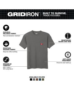 MLW605G-L image(1) - Milwaukee Tool GRIDIRON Pocket T-Shirt - Short Sleeve Gray L