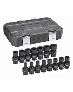 GearWrench 15 Piece 3/8 Inch Drive 6 Point Standard Universal Impact Metric Socket Set