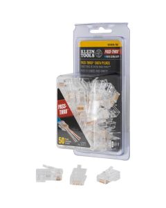 Klein Tools Pass-Thru&trade; Modular Data Plugs, RJ-45-CAT6A, UTP, 50-Pack