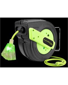 LEGFZ8120603 image(0) - Legacy Manufacturing Flexzilla Pro Retractable Extension Cord Reel, 60', 12/3 AWG SJTOW, Grounded Triple Tap Outlet, Indoor/Dry Locations