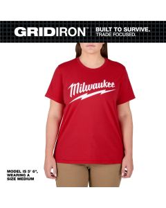 MLWF453R-XL image(0) - Milwaukee Tool Women's GRIDIRON Logo Tee - Short Sleeve -  Red - XL