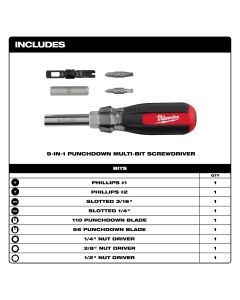 MLW48-22-2902 image(4) - Milwaukee Tool 9in1 Punchdown Multi-Bit Screwdriver
