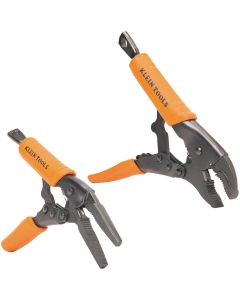 KLE38665 image(0) - Klein Tools Locking Pliers, Long Nose 6-Inch, Curved Jaw 7- and 10-Inch, 3-Piece