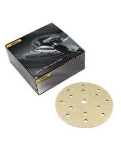 MRK23645500 image(0) - Mirka Abrasives Gold Soft 23645500 23 Series Semi-Open Coated Grip-On Sanding Disc, 6 in, P500 Grit, Aluminum Oxide