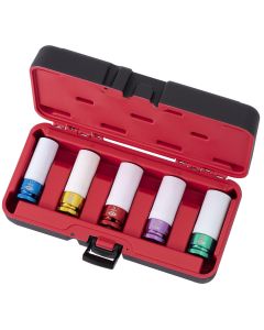 INT58006 image(2) - American Forge & Foundry Mag Wheel Protective Deep Impact Socket Set - 1/2" Drive - 5 Pc - 17mm,19mm (3/4"),21mm,13/16",22mm (7/8")