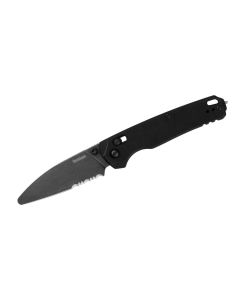 KER6110EMT image(0) - Kershaw Bel Air XL EMT Manual DuraLock Partially Serrated Sheepsfoot Blade EDC Folding Pocket Knife - Black