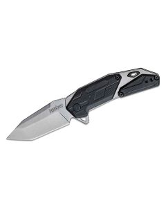 KER1401 image(2) - Kershaw Jetpack Assisted Open Liner Lock American Tanto Blade EDC Folding Pocket Knife with Stonewashed Finish - Silver/Black