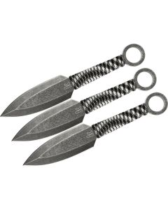 KER1747BWX image(1) - Kershaw Set of 3 Ion Spear Point Fixed Blade Throwing Knives BlackWash Finish with Nylon Sheath - Black/White