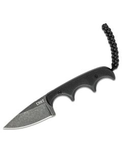 CRK2384K image(0) - CRKT (Columbia River Knife) Minimalist Drop Point 5Cr15MoV Stonewash Plain Blade Fixed Blade Knife with Sheath G10 Handle - Black