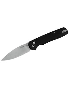 KER2054 image(0) - Kershaw Remnant Manual Open Button Lock D2 Spear Point Blade with Stonewashed finish EDC Folding Pocket Knife - Black Micarta