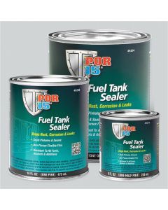 POI49216 image(0) - POR-15 INC 49216 Fuel Tank Sealer, 8 oz Can, Semi-Transparent Silver, 250 to 450 sq-ft/gal Coverage, 96 hr Curing