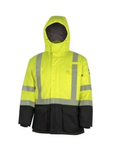OBRZFC309-2XL image(0) - Oberon  Safety Parka - FR/Arc-Rated - PU/Cotton - Hi-Viz Yellow - Size: 2XL