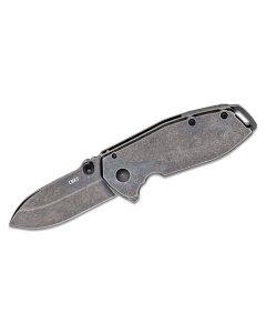 CRK2493 image(2) - CRKT (Columbia River Knife) Squid 8Cr14MoV Stonewash Plain Blade Assisted Folding Knife with Frame Lock Stainless Steel Handle - Black