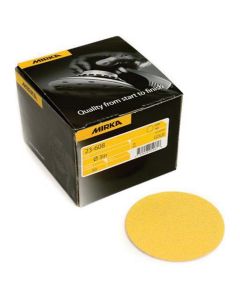 MRK23608220 image(0) - Mirka Abrasives Bulldog Gold 23608220 23 Series Semi-Open Coated Grip-On Sanding Disc, 3 in, P220 Grit, Aluminum Oxide