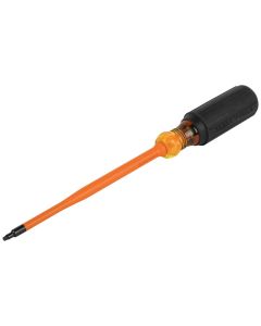 KLE6956INS image(0) - Klein Tools Slim-Tip 1000V Insulated Screwdriver, #1 Phillips, 6-Inch Round Shank