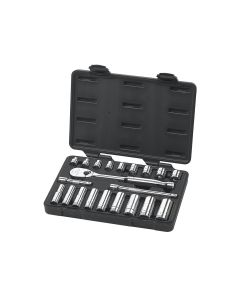 KDT80557 image(1) - GearWrench 21 Piece 3/8 Inch Drive 6 & 12 Point Standard & Deep SAE Mechanics Tool Set