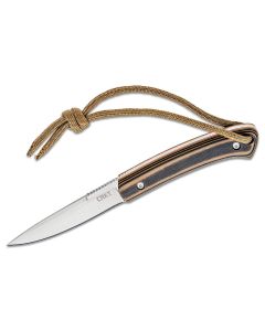 CRK2382 image(1) - CRKT (Columbia River Knife) Biwa 8Cr13MoV Satin Plain Blade Fixed Blade Knife with Sheath G10 Handle - Brown/Black
