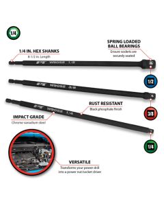 WLMW9052 image(1) - Wilmar Corp. / Performance Tool 3pc 10" Socket Adapter Set