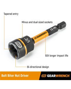 KDT86184 image(2) - GearWrench 1/4"DR BOLT BITER NUT DRIVER -12MM