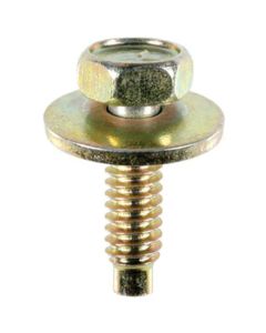 AVC17034 image(0) - AUVECO 17034 Hex Sems Head Dog Point Body Bolt, 1/4 in - 20 TPI Screw x 7/16 in Hex x 7/8 in L, Yellow