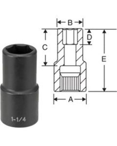 GRE5042DT image(0) - Grey Pneumatic #5 Spline x 1-5/16" Deep Thin-Wall Socket