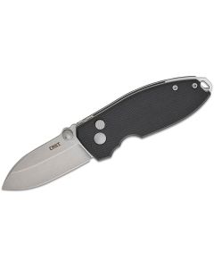 CRK2474 image(1) - CRKT (Columbia River Knife) Squid D2 Stonewash Plain Blade Folding Knife with Button Lock G10 Handle - Black