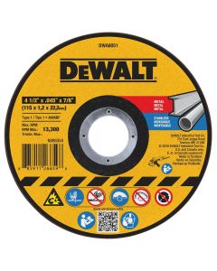 DWTDWA8051 image(0) - DeWalt 4-1/2-in. x .045-in. x 7/8-in. T1 Cut-Off Wheel for Metal