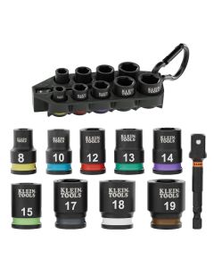KLE33809M image(0) - Klein Tools Grab-And-Go Impact Socket Set, Metric, 10-Piece