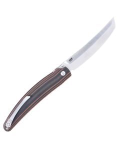 CRK5930 image(2) - CRKT (Columbia River Knife) Ancestor D2 Satin Plain Blade Folding Knife with Liner Lock G10 Handle - Brown/Black