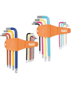 KLECBLS19 image(0) - Klein Tools Powder Coated Long Ball End Hex Key Set, SAE and Metric, 19-Piece