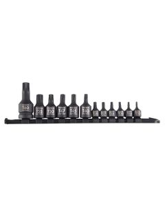 SUN1820SA image(0) - SUNEX 12-Piece Star Impact Socket Set on Rail - 1/4 Inch, 3/8 Inch, and 1/2 Inch Drive