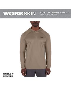 MLWM550N-3X image(1) - Milwaukee Tool WORKSKIN Hooded Sun Shirt- Sandstone -3X
