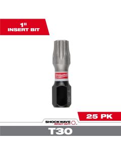 MLW48-32-4732 image(0) - Milwaukee Tool SHOCKWAVE Impact Duty 1 Inch T30 Insert Bit Bulk 25