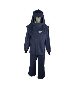 OBERON Suit Kit - Arc Flash - 12 Cal LAN - Comes with Hood with Hard Cap, Coat and Bib Overalls - Color: Navy Blue - Size: 3XL
