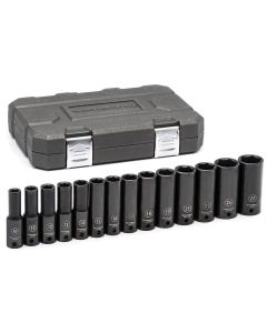KDT84955N image(1) - GearWrench 14 Piece 1/2 Inch Drive 6 Point Deep Impact Metric Socket Set