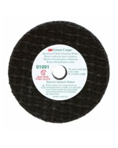 MMM01991 image(0) - 3M Green Corps&trade; Reinforced Weld Grinding Wheel, 01991, 3 in x 3/16 in x 3/8 in, 5 wheels per pack, 10 packs per case