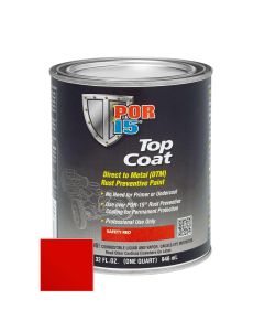 POI46104 image(0) - POR-15 INC 46104 Top Coat DTM Paint, 1 qt Can, Safety Red, Liquid, 30 to 60 min Curing