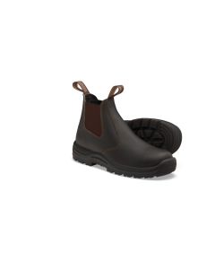 BLU490-040 image(0) - Blundstone Soft Toe Elastic Side Slip-on Boot, Water Resistant, Kick Guard, Stout Brown, AU size 4, US size 5