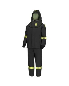 OBRTCG4B-EL-L image(0) - OBERON Suit Kit - Arc Flash - 40 Cal TCG - Comes with Hood, Coat and Bib Coveralls - with EZ Lift - Color: Black - Size: Large