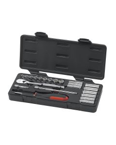 KDT80327 image(0) - GearWrench 22 Piece 1/4 Inch Drive 6 & 12 Point Standard & Deep Metric Mechanics Tool Set