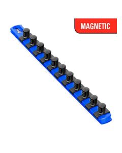 ERN8419M image(0) - Ernst Mfg. 13 Inch Magnetic Socket Organizer with 11 Twist Lock Clips - 1/2 Inch - Blue