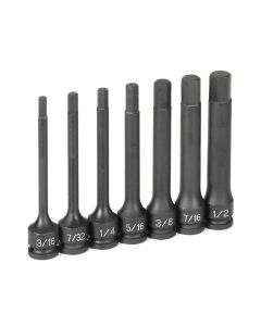 GRE1247H image(0) - Grey Pneumatic 3/8" Dr. 7 Pc. 4" Length Fractional Hex Driver Set